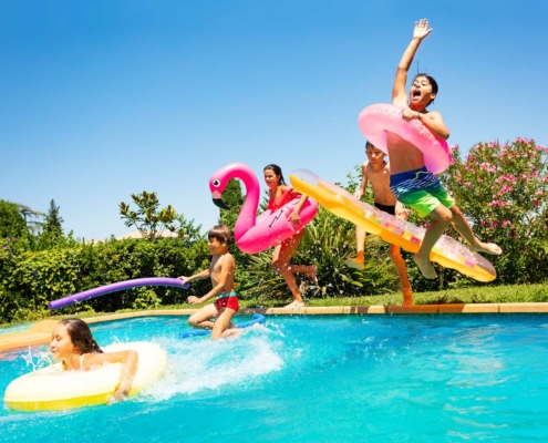 kids playing in the pool